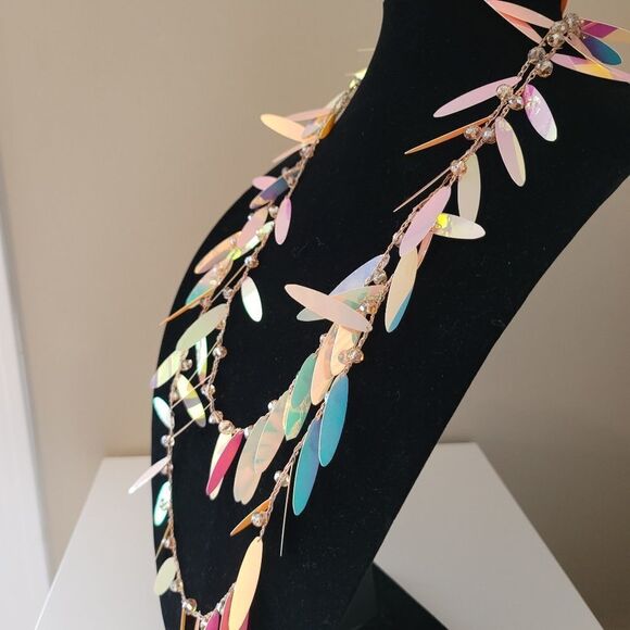 Iridescent Necklace Long Can Be Double Wrapped #0328 - Picture 5 of 10